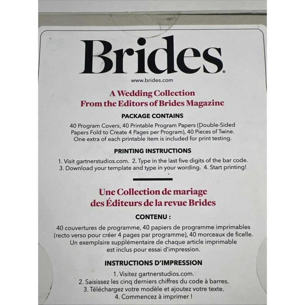 Wedding Program Kit - Print Your Own - Brand NEW - 40 Qty in Box